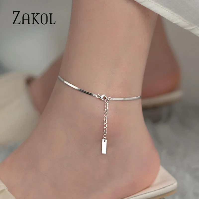 Anklet ZAKOL Simple Tag Snake Bone Blade