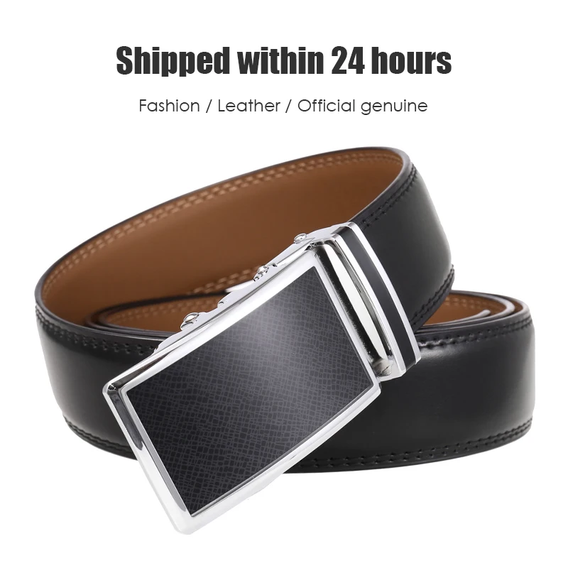VATLTY New Fashion Automatic Belt for Men Metal Buckle Natural Cowhide Leather Belt 3.5cm Trouser Girdle Male Waistband Gift