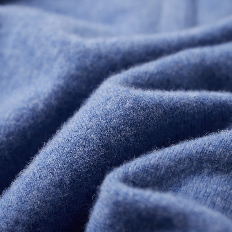 Autumn And Winter New 100% Wool Men's Polo Neck Sweater Loose Lapel Cashmere Long Sleeve T-shirt Business And Leisure