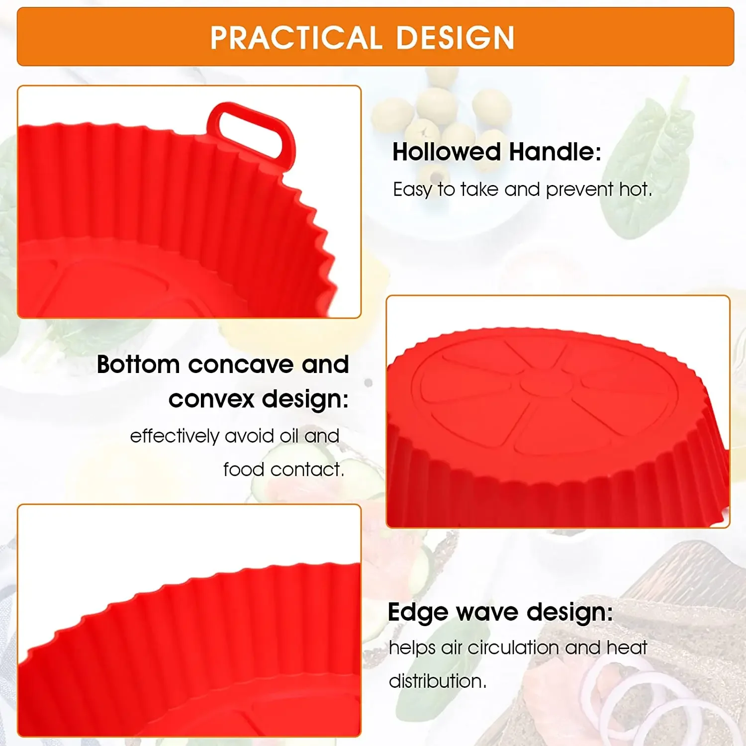 Silicone Air Fryer Liners Pot Basket Bowl Reusable Baking Tray Oven Accessories Kitchen Gadgets 7.5 Inches 6 Inches