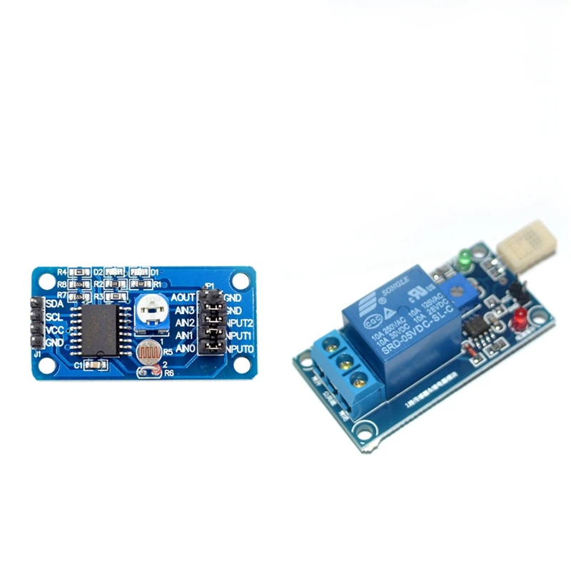 

2PCS PCF8591 Module AD/DA Conversion Module With T9 DC5V Humidity Sensitive Switch Relay Module