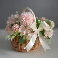 Hand-woven Wedding Flower Basket With Handle Wicker Sundries Basket Wedding Flower Girls Basket for Home Picnic Storage Basket 4