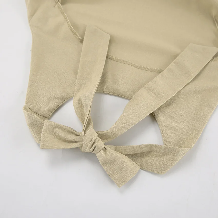 Summer Skirt French Cotton and Linen Neck Halter Dress