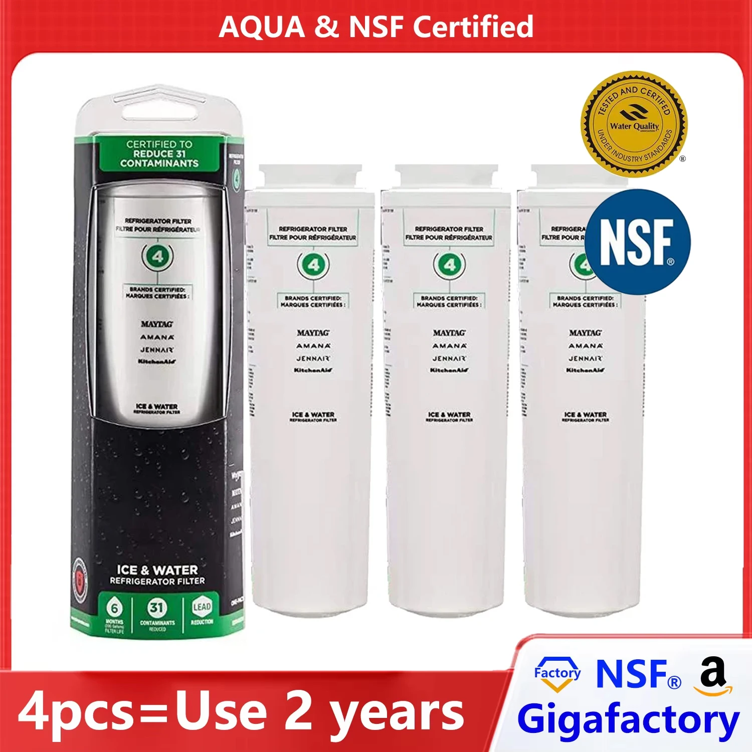 냉장고용 월풀 워터 필터 교체, NSF 인증 브랜드, EDR4RXD1, 4396395, U01, U01AXX, RFC0900A