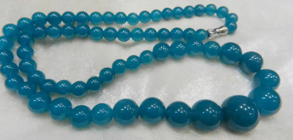 Beautiful! Natural 6-14mm apatite Round Beads Necklace 18 