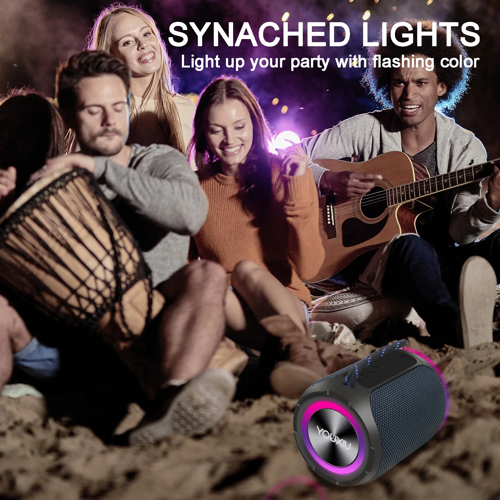 Altavoz portátil Bluetooth BT5.0 IPX7, reproductor de música inalámbrico, estéreo, resistente al agua, con luz LED, Subwoofer, para exteriores - Image 5