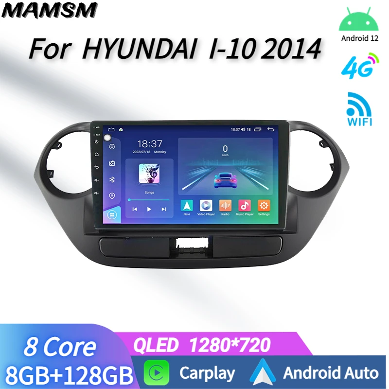 

2DIN Multimedia Player For HYUNDAI I-10 2014 Carplay Android Auto Stereo Head Unit Car Radio With Bluetooth Navigation GPS