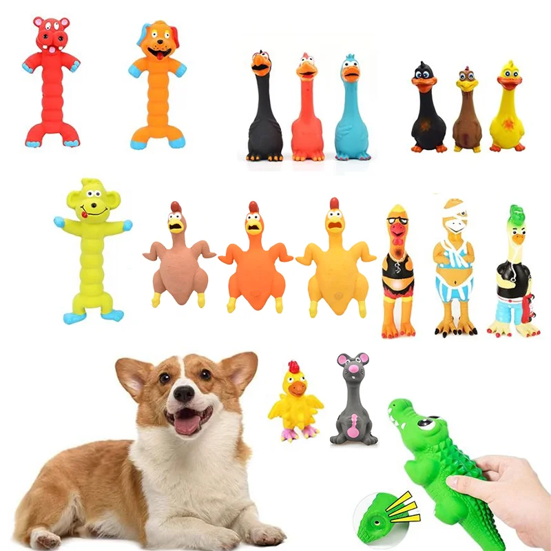 SqueakyDogRubberToysDogLatexChewToyChickenAnimalBite