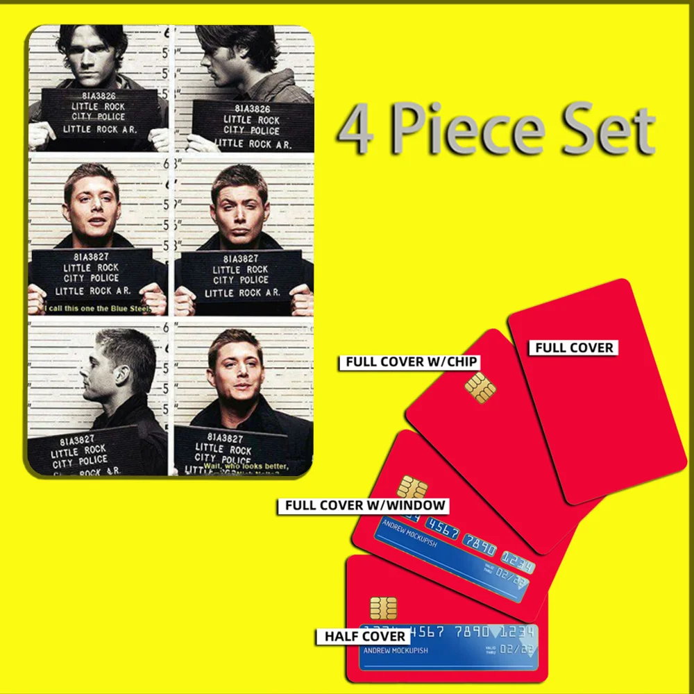 Dean Winchester S-Supernaturals Stickers For Debit Bank Credit Cards Metro Bus Pass Sticker Decoration Cover 4PCS Card Skin