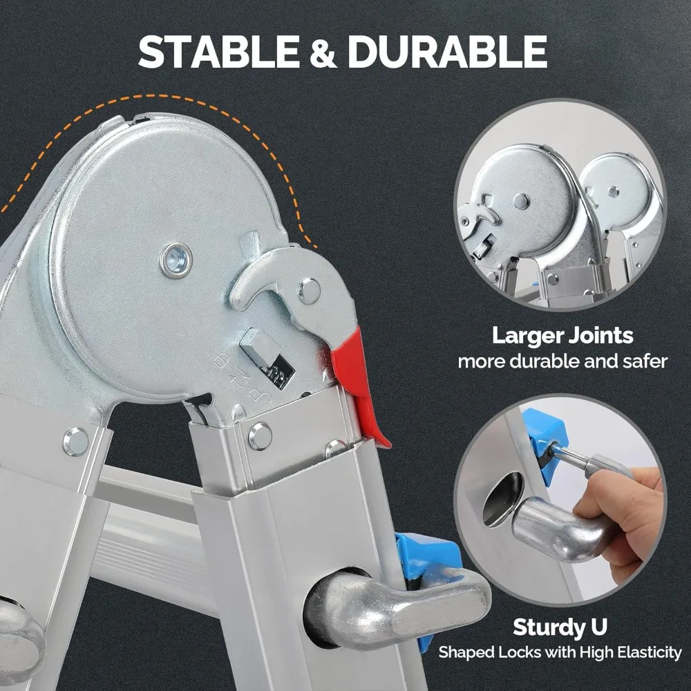 6 Step Telescoping Ladder, 22 Ft Reach, Multi-Position Folding, Flared Leg & Wheels, 330 lbs Capacity for Home Outdoor