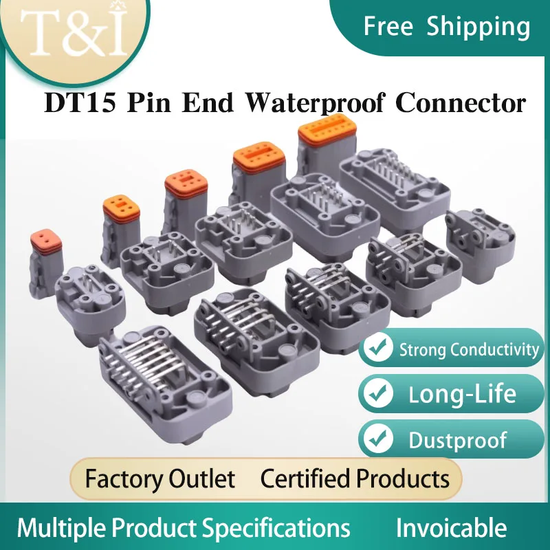 

5/10Sets DT15-2/4/6/8/12Pin Aviation Automobile Waterproof Male Female Butt Terminal Harness Connector Plug Socket