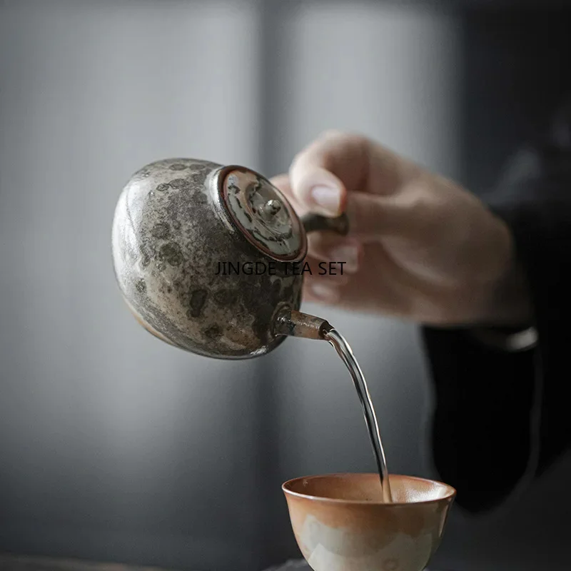 Ceramic Japanese ink wood fired porcelain teapot retro side handle tea set oolong tea set accessories