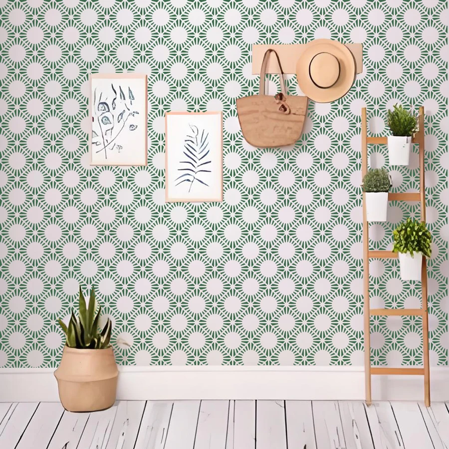 2PCS 11.8x11.8인치 기하학적 원형 페인팅 템플릿 세트 반복 패턴 DIY 컷아웃 드로잉 스텐실