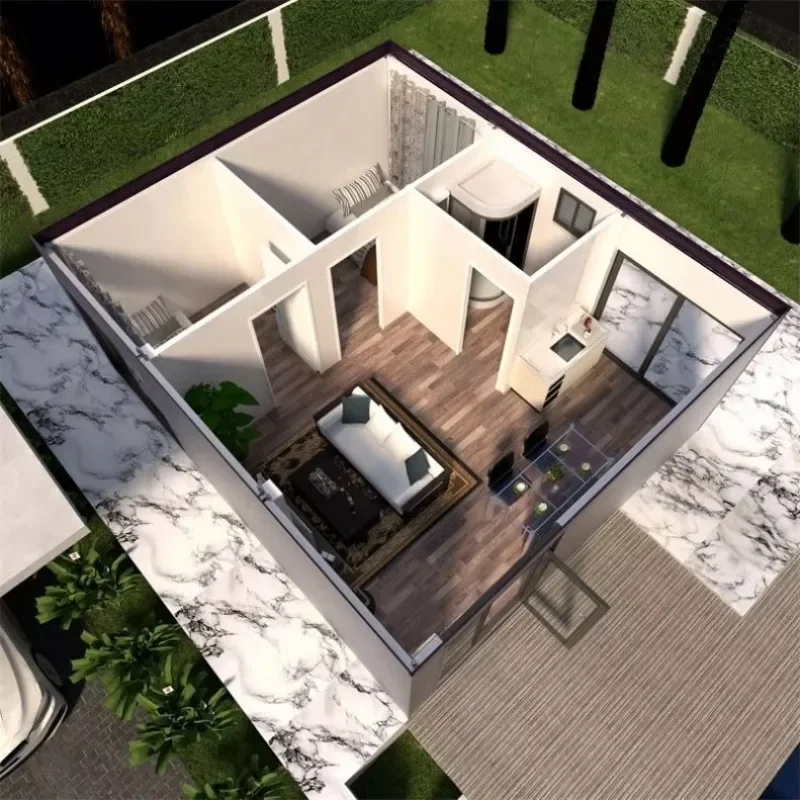 บ้านคอนเทนเนอร์สีสันสดใส สำหรับสวนส่วนตัว