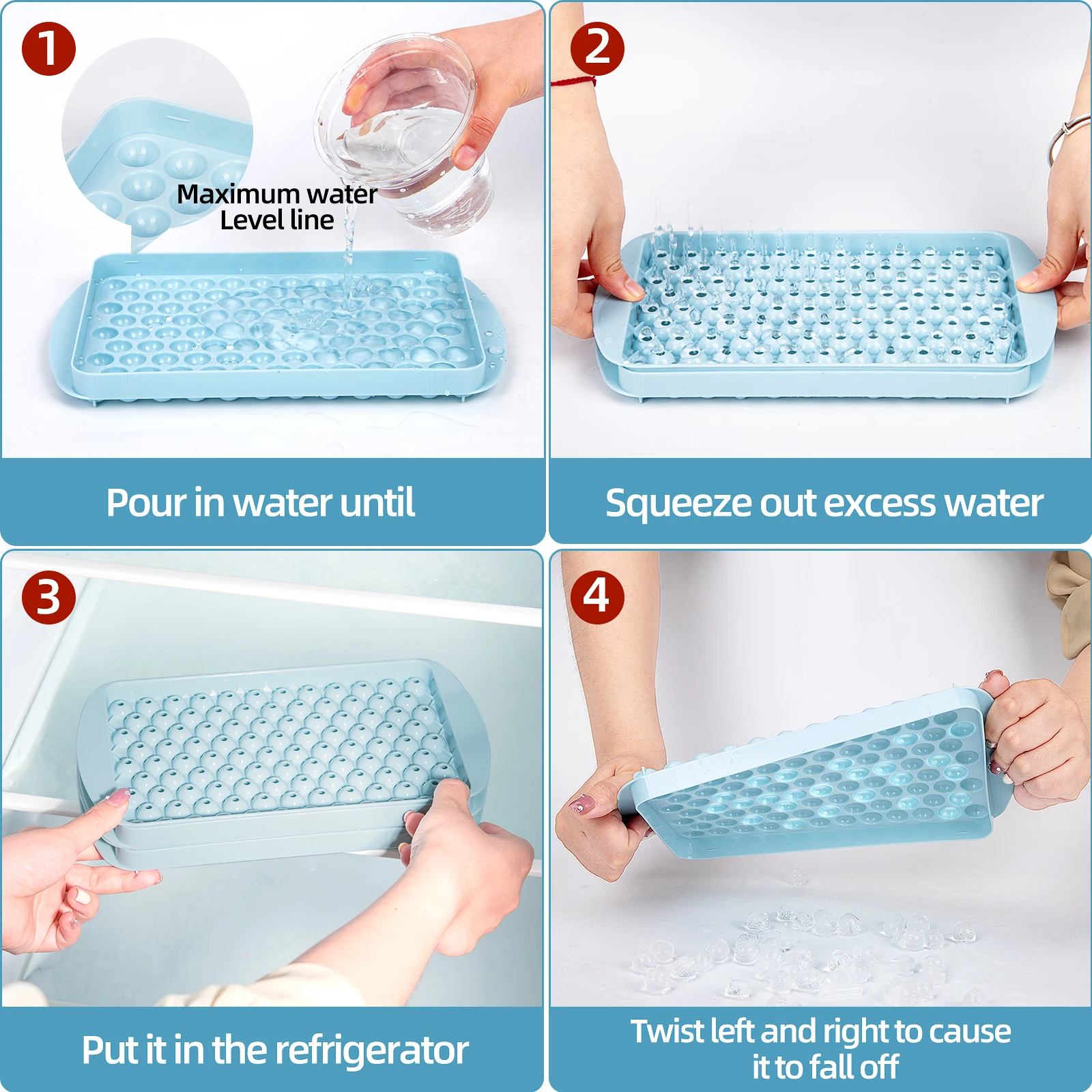 Compact 104-Hole Round Ice Ball Mold for Beverages and Cocktails