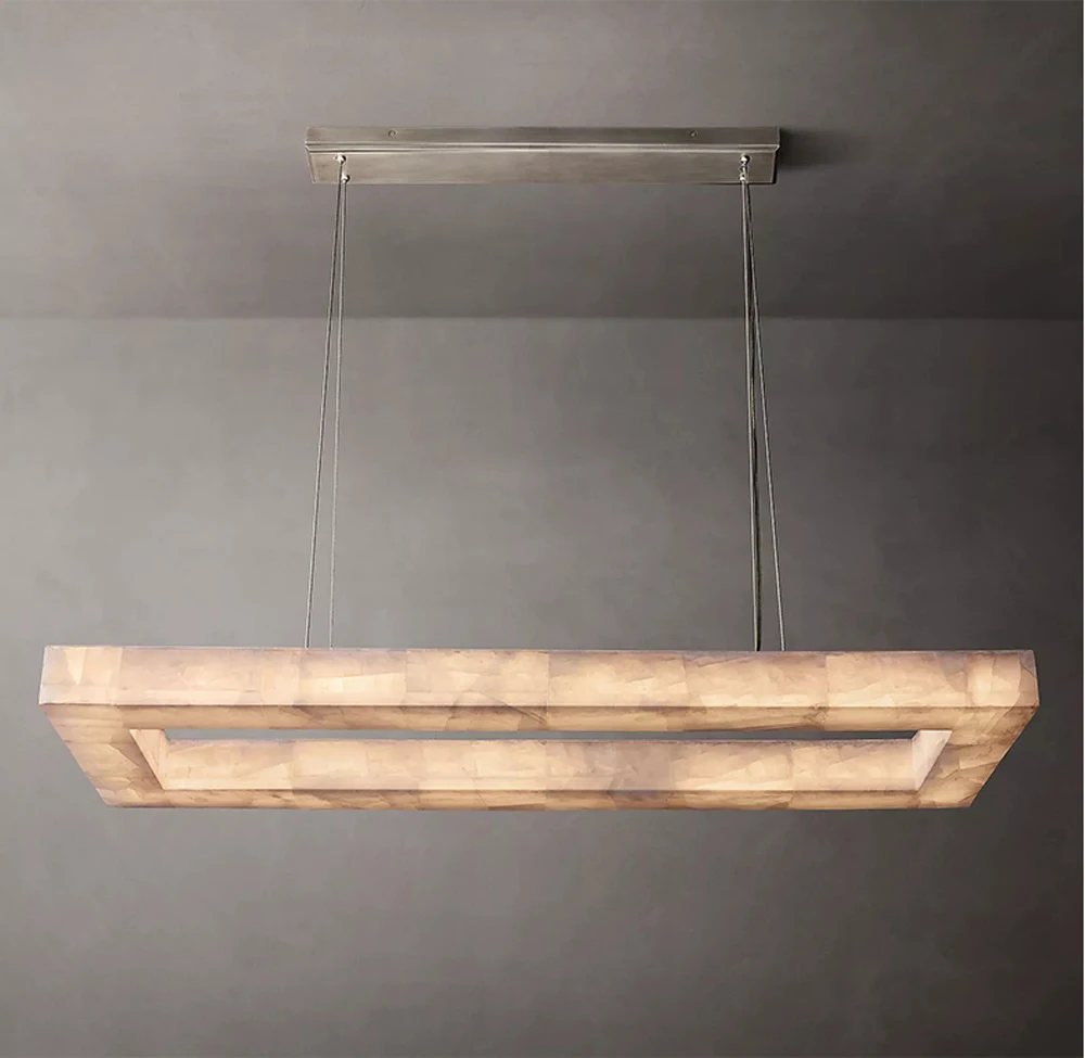 Pendant Light - Rectangular Retro American Black LED Chandelier