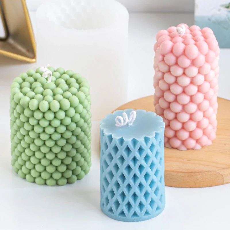 

Bubble Cylinder Candle Mold DIY Round Ball Geometric Column Candle Making Handmade Soap Resin Mold Wick Gifts Craft Home Decor