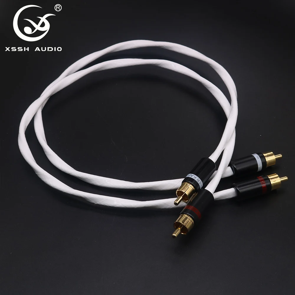 1 Paio Di Linee Di Segnale Yivo Oem Hi-End Ofc Rame Puro Placcato Argento 6Mm Cavo Di Prolunga Per Cuffie Cavo Audio Aux 2Rca A 2Rca