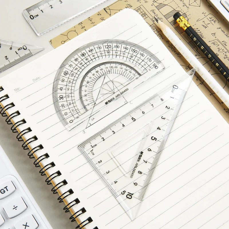 M&G 1 Set Ruler Suit 15cm Straightedge 180 Degree Protractor 45 Degree Triangle Ruler 60 Triangle Stationery Set
