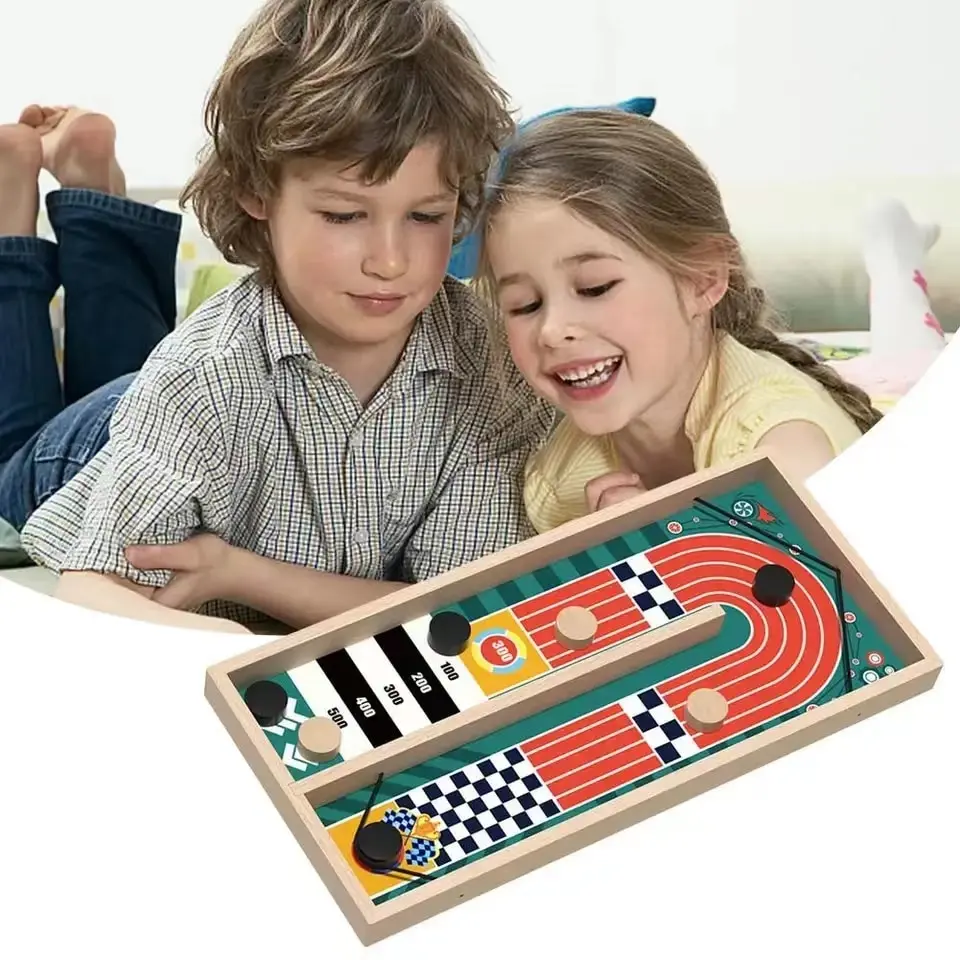 Two Person Battle Wooden Bounce Chess Table Bounce Children'S Gift Fun Parent-Child Interactive Game Christmas Present 5