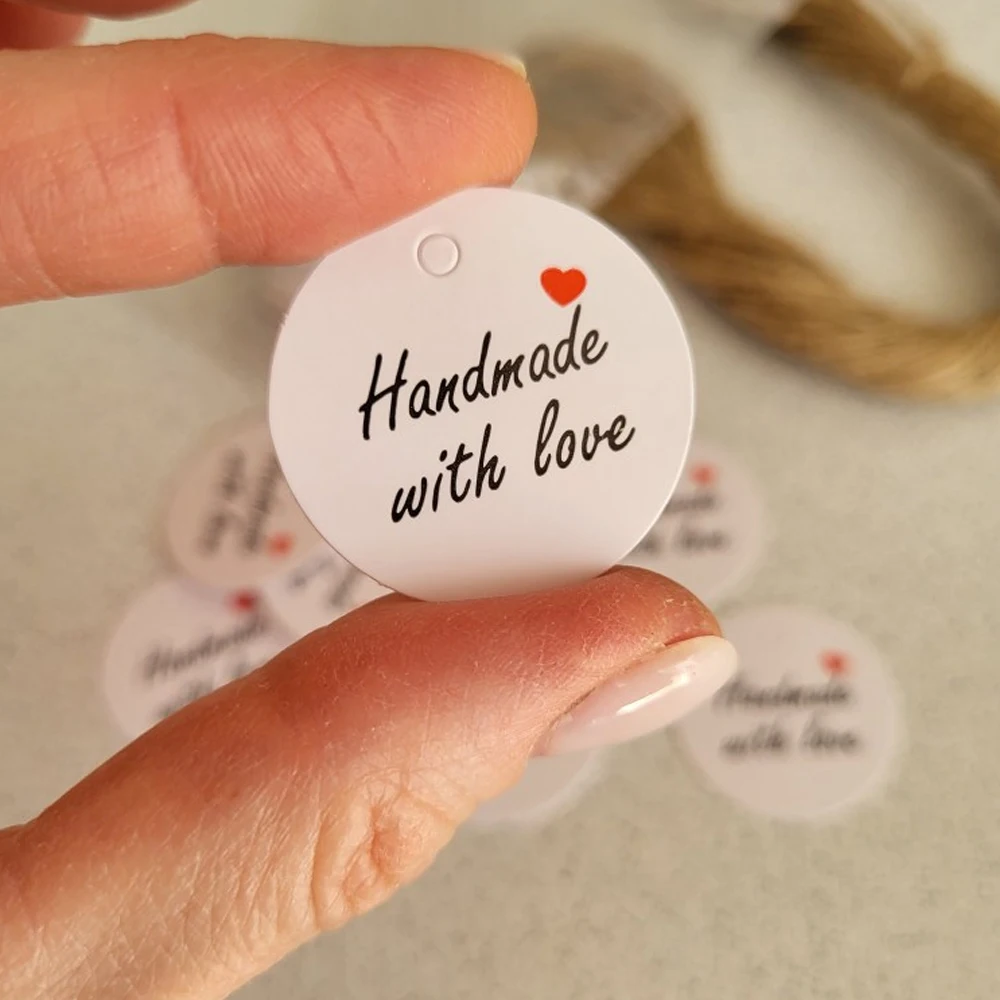 Kraft Paper Tags Handmade Thank You Labels for DIY Candle Plaster Craft Gift Packaging 100pcs