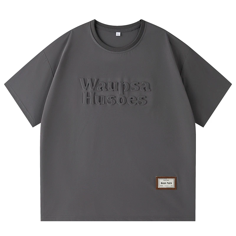 

2024 Summer Men's T-shirt Trend Fashion Loose Breathable Letter Embroidered Round Neck Top Y2k Hip Hop Style Men's Short Sleeve