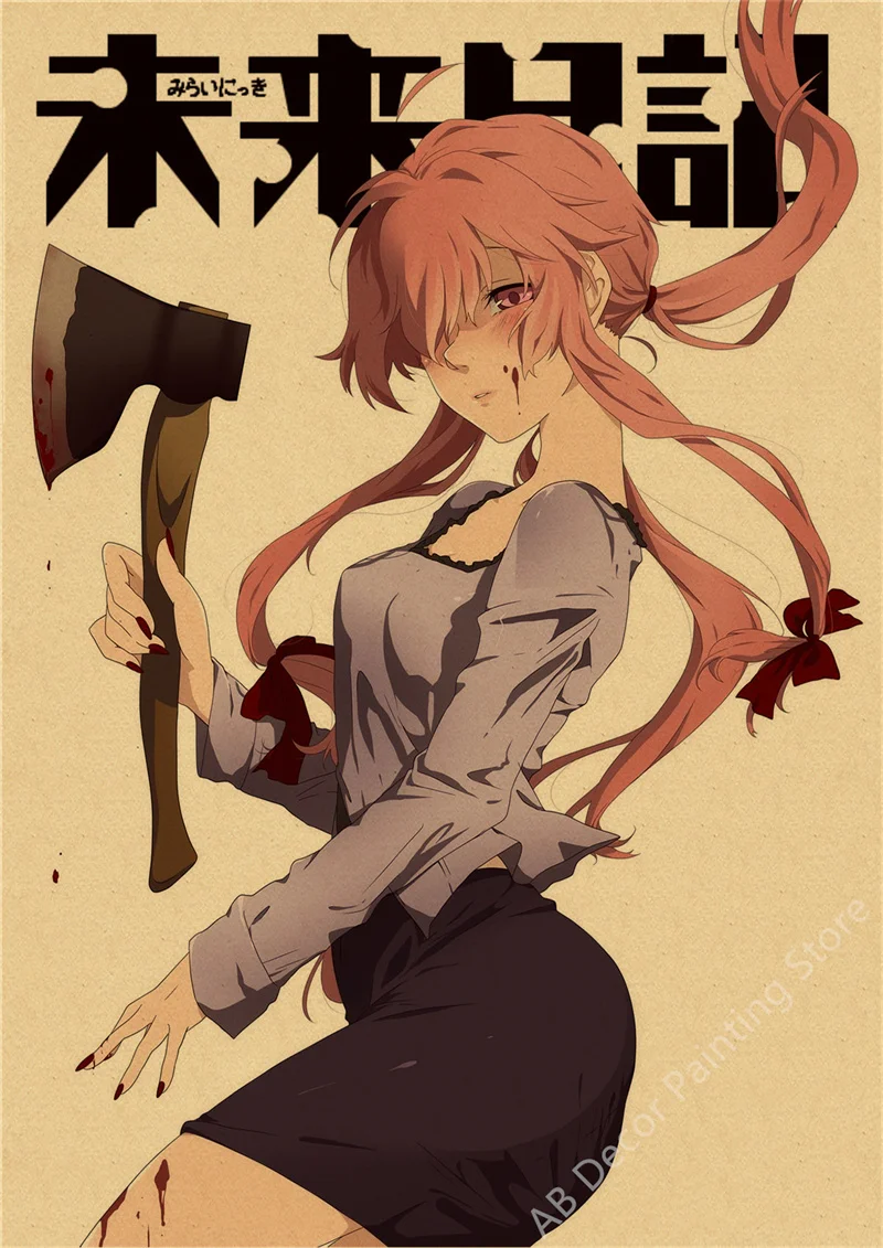 Retro Vintage Mirai Nikki Yuno Best Girl Friends Digital Art by