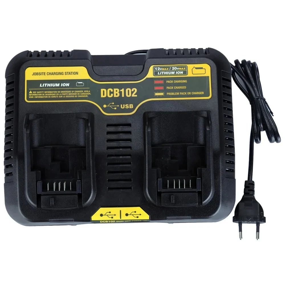 DCB102 Battery Lithium Dual Charge Charger for Dewalt 10.8V~20V 3A DCB101 DCB115 DCB107 DCB105 DCB140 DCB118 DCB112 dcb206 dcb205 or dcb112 li ion battery charger 10 8v 12v 14 4v 18v dcb101 dcb200 dcb140 dcb105 dcb200 100% new