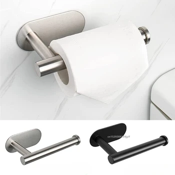 Porta carta igienica senza foratura Dispenser per rotoli di asciugamani in tessuto autoadesivo per montaggio a parete in acciaio inossidabile SUS304 per bagno cucina 1
