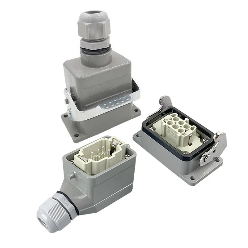 

Heavy Duty Connectors HDC-HE-006-1/2/3/4-L F/M 6pin Screw connection 16A 500V Industrial rectangular Aviation connector plug