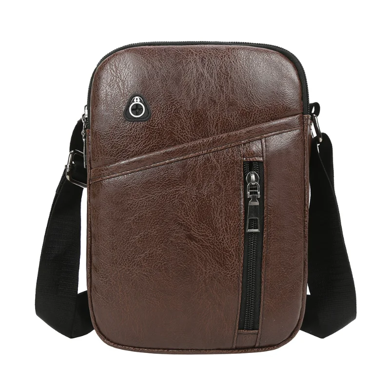 

Casual Men Shoulder Bag Vintage Crossbody Bags Multi-Pockets Male Bag PU Leather Handbag Capacity Men Messenger Bags Tote Bag