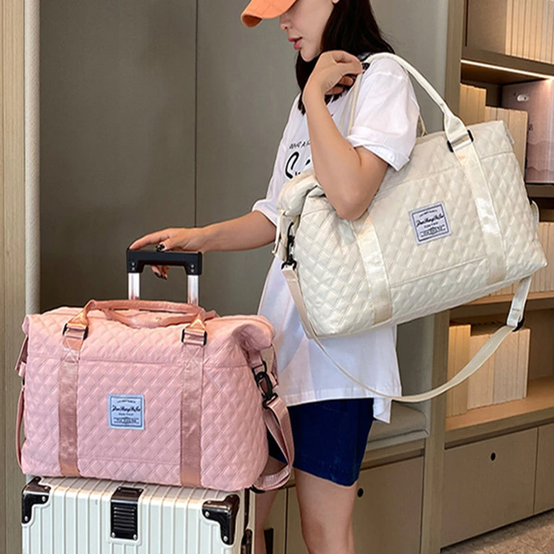 

Travel Bag Fitness Sports Crossbody Bag Large Capacity Oxford Plaid Print Handbag Gym Outdoor Training Storage Supplies