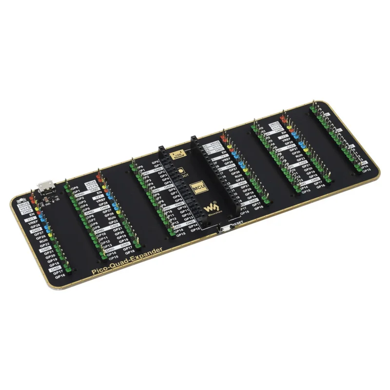 Quad GPIO Shield Expander Breakout Expansion Board for RPI Raspberry Pi PICO RP2040 W WH Male Headers Breadboard Prototype Board