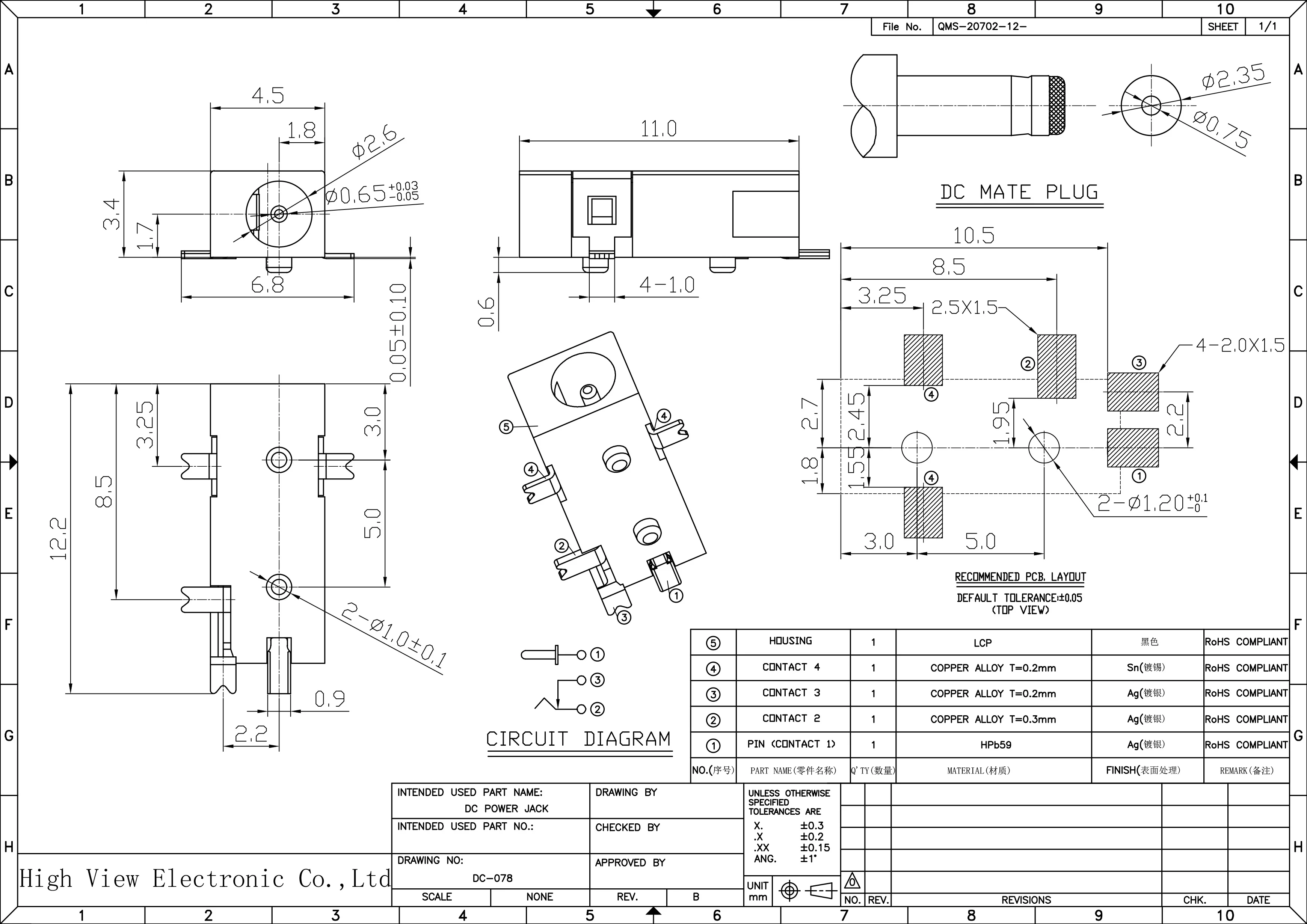 DCページ 10 peças DC-078 conector de carregamento de energia dc 2.5x0