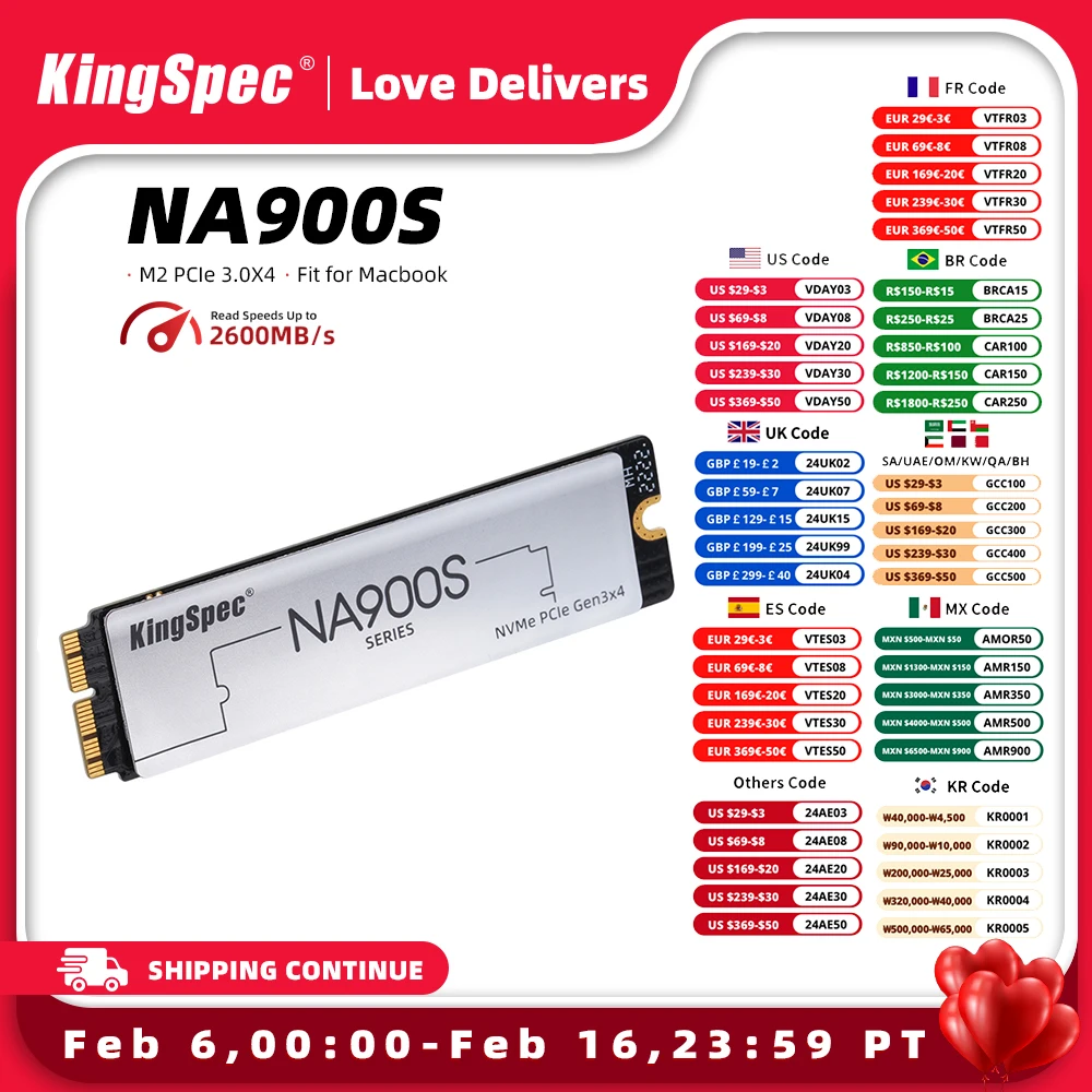 KingSpec-unidad de estado sólido para Macbook Air Pro, unidad SSD M2 NVMe PCIe de 256GB, 512GB, 1TB, 2TB, para Macbook Air Pro A1465 1466 iMac A1418 1419 Mac