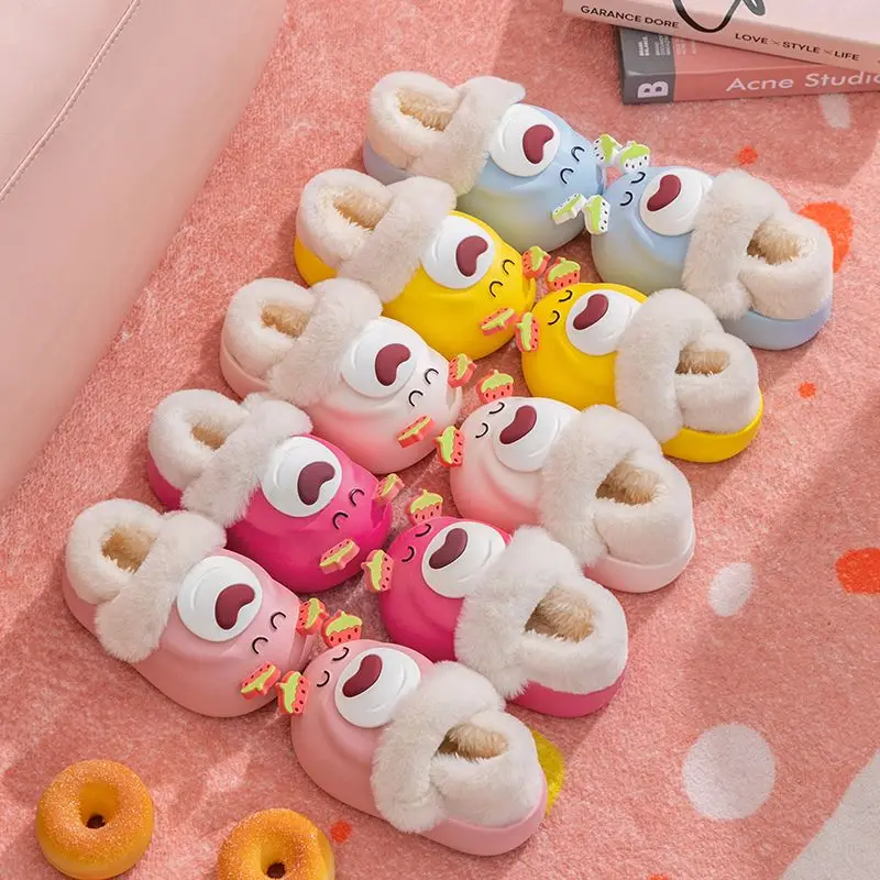 

Disney Lotso Plush Slippers Kawaii Soft Warming Winter Cartoon Sandals Surface Waterproof Winter Women Shoes Girls Gift