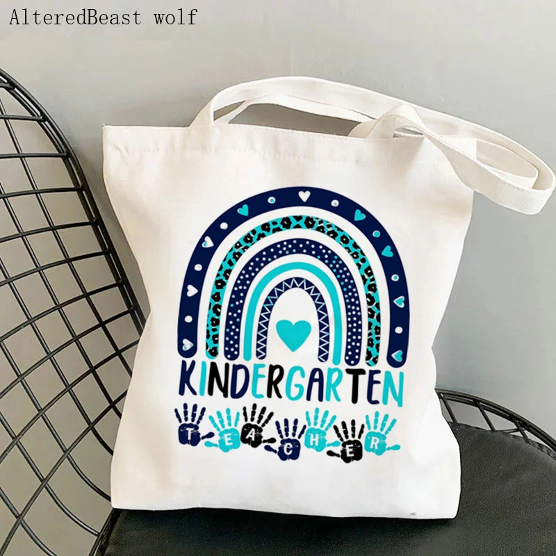 Teacher supplies Shopper bag Keep Calm Teach Art Bag Harajuku Canvas Shopper Bag girl handbag Tote Shoulder Lady gift Bag