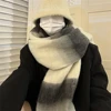Luxury Mohair Scarf Winter Plaid Imitation Cashmere Scarves Shawl Women's Thicken Geometry Neckerchief Designer Bufanda Invierno 3