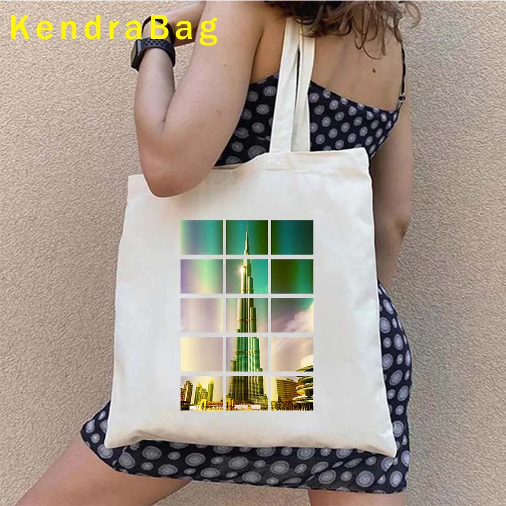 Ladies Handbag Aesthetic Coat of Arms UAE Burj Khalifa Dubai United Arab Emirates TOUR Letter Travel Skyline Heart Map Tote Bag Shopper Handbag ladies handbag,canvas bag