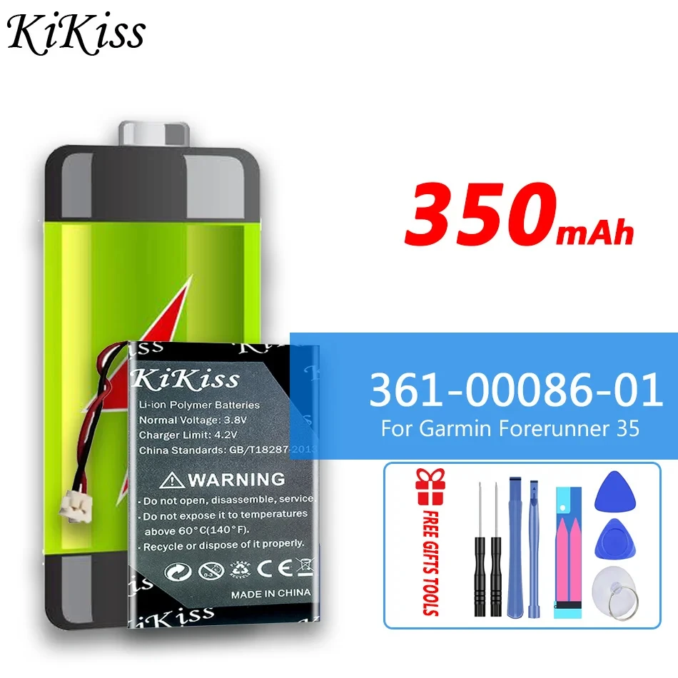 

350mAh KiKiss Battery 361-00086-01 3610008601 For Garmin Forerunner 735 35 235 VIVOMOVE Accumulator 2-wire Replacement Bateria