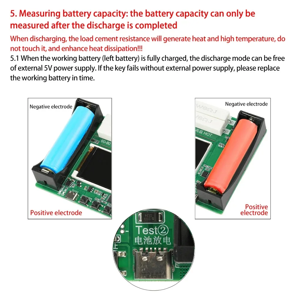 Battery Tester 18650 Lithium Battery Capacity Tester MAh MWh Capacity Division Internal Resistance Measuring Module Type-C 18650 Battery Tester