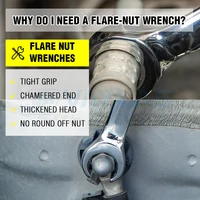 Clé à écrou évasé 6-27mm, clé de ligne de frein, décalage à 15 degrés, réparation à Double extrémité ouverte, élimine les écrous sur le Tube de carburant dans les espaces étroits 5