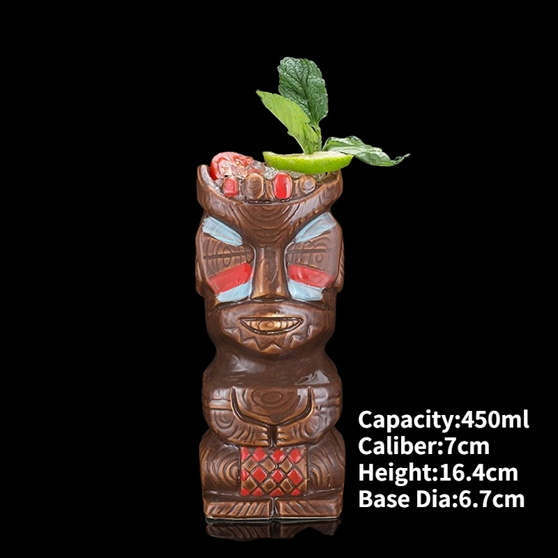 Hawaiian Ceramic Tiki Mug - Creative Cocktail Cup and Halloween Bar Gift