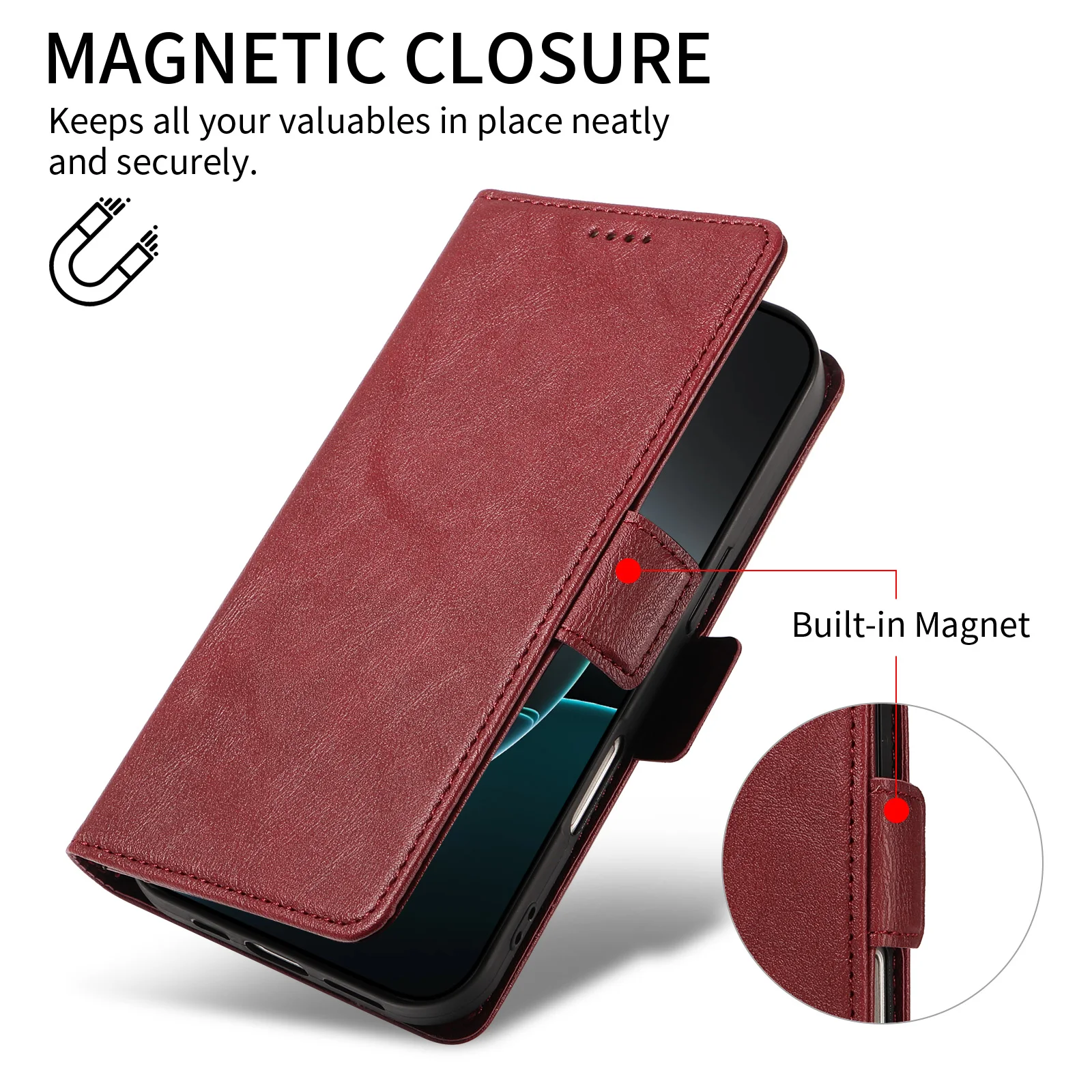Leather RFID Flip Wallet Phone Case and Cover