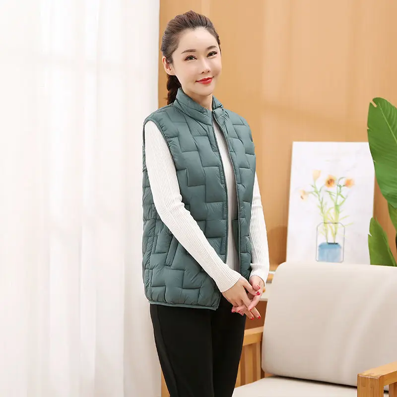 2023 Spring Autumn Women Ultra Light White Duck Down Vest Casual Female Warm Slim Sleeveless Waistcoat Outwear Tops
