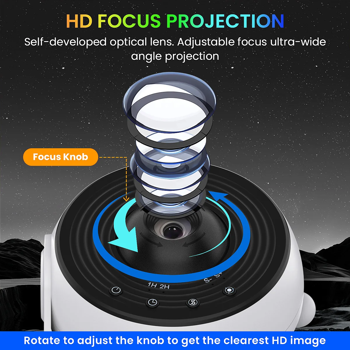 Proiettore Galaxy HD PRO Upgrade, Funzione Timer, Lunghezza Focale Regolabile, Planetario 13 in 1, Luce Notturna per Camera da Letto, Regalo - immagine 4