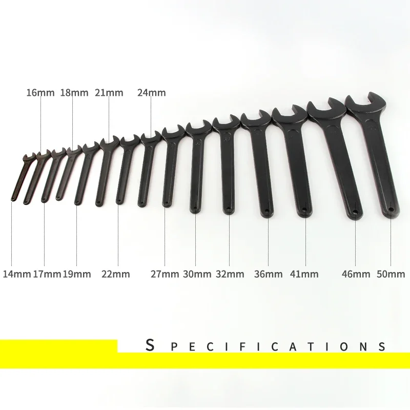 고탄소강 싱글 오픈 엔드 렌치 스패너 세트, 헤비 듀티 핸들 렌치, 크기: 14mm, 16mm, 17mm, 18mm, 19mm, 21mm, 22mm, 24mm, 27mm, 30mm, 32mm, 36mm