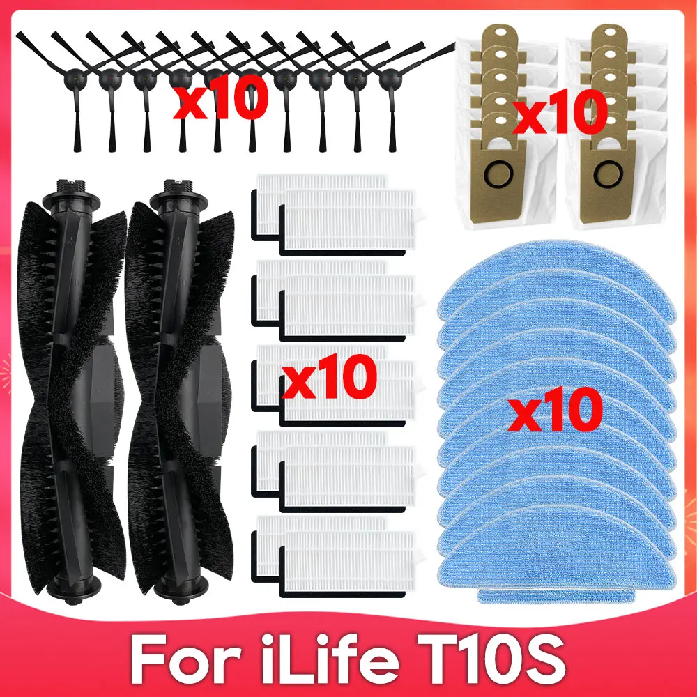 Robô Aspirador de pó Peça Sobresselente Compatível com Ilife T10s Escova Lateral do Rolo Filtro Hepa Panos de Esfregão Robô Aspirador Acessório