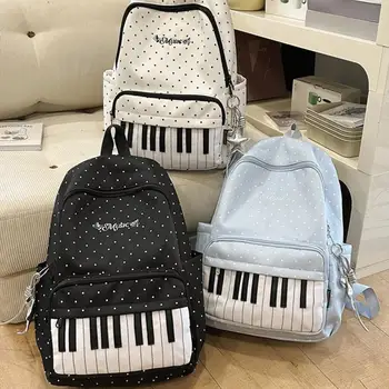 Zaino per Studenti di Musica, Zaino da Donna con Stampa a Pois, Borsa di Grande Capacità, Zaino Semplice e alla Moda per Donna e Ragazza