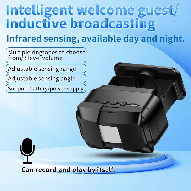 CACAZI Welcome Guest Sensor Motion Doorbell Switch Infrared Wireless PIR Voice Prompter Visitor Business Door Bell for Store